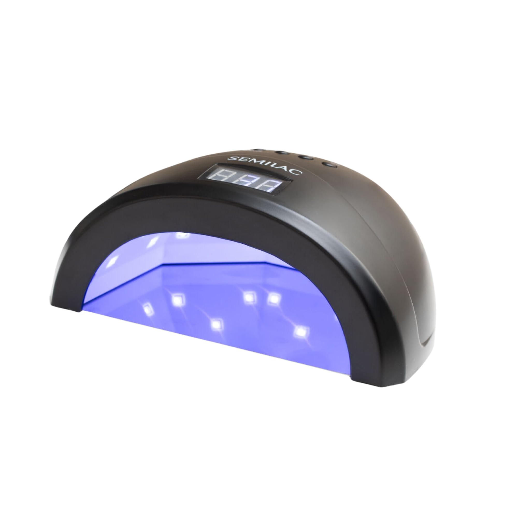Semilac UV LED Lamp 24W/48W All Black - Nail Lamp with Dual LED, Timer, Motion Sensor and Low Heat Mode