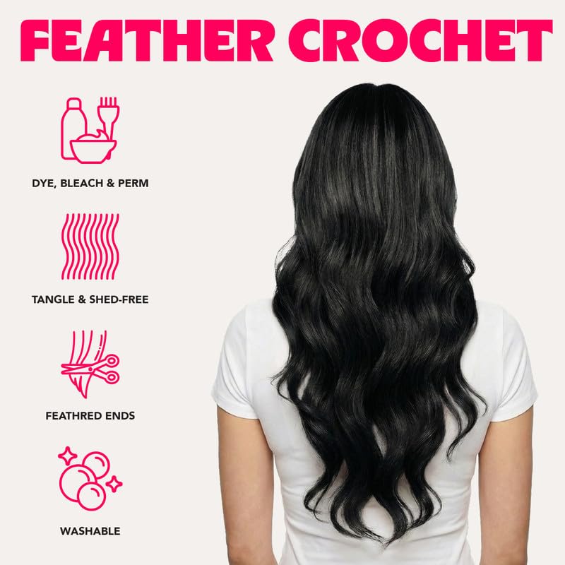 100% Unprocessed Remy Human Hair Feather Crochet Extensions for Women – Reusable, Invisible Knotless Feather Hair - Body Wave - Honey Blonde