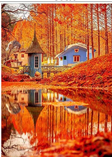 Kit broderie strass mosaïque point de croix paysage d'automne cristal 30x40
