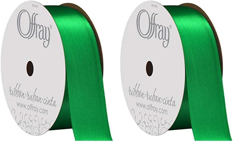 Berwick Offray 068878 - Cinta de satén de una cara de 78 pulgadas de ancho, verde esmeralda, 6 yardas (paquete de 2)
