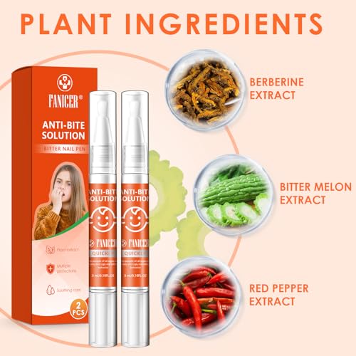 2er Pack Bitterer Nagelstift, Nägelkauen Stoppen Stift, Bitterer Stift gegen Nägelkauen & Daumenlutschen, Für Kinder und Erwachsene, Nagelpflege ohne Glanz, Hilft Gewohnheiten abzulegen