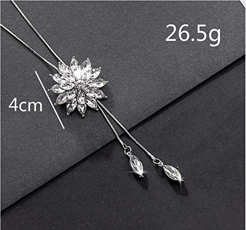 Cathercing Rhinestone Lotus Floral Pendant Long Necklace For Women Sweater Chain Statement Necklace Choker Adjustable Elegant Jewelry Accessories Dressy Collocation Winter Evening Party Wedding #TOP5