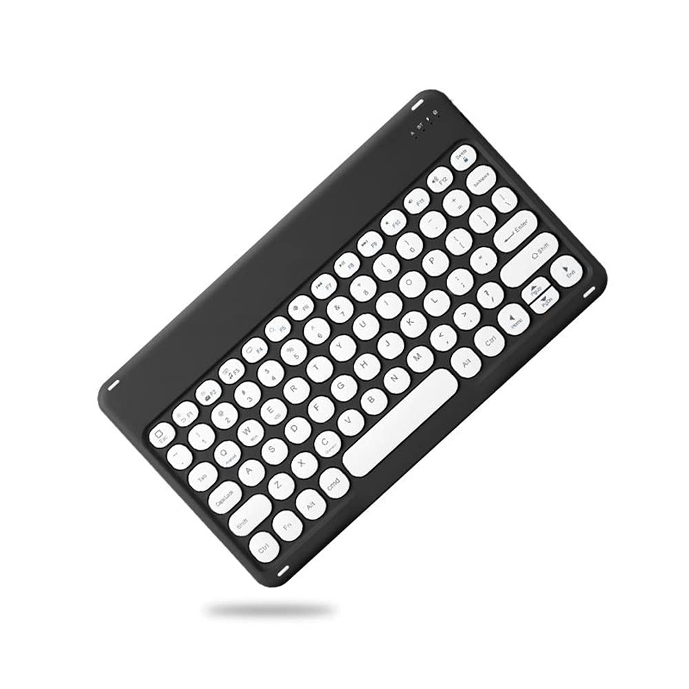 ZGSENLAN iPad 10th Generation Keyboard case iPad 10?2022? 10.9 inch case with Keyboard Cute Round Key Detachable Bluetooth Keyboard with Pencil Holder?Black+White Key
