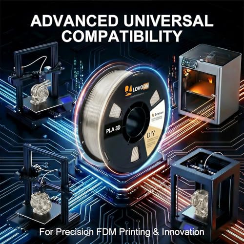 Image of LOVOON PLA 3D Printer Filament PLA Filament 1.75mm, Dimensional Accuracy + /- 0.02 mm, Neatly Wound 3D Printing Filament, Fit Most FDM Printer, 1KG Spool(2.2lbs), Transparent