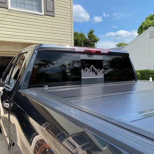 Image of Xinghe for Chevy Colorado GMC Canyon 2015-2026 Rear Middle Window Mountain Decal, Matte Black Vinyl Only Mountain Sticker for Colorado Canyon Truck Back Sliding Window