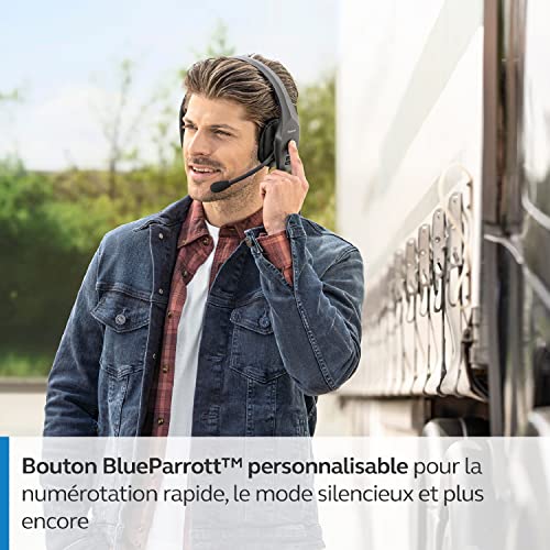Jabra BlueParrott S650-XT Casque Sans Fil 2 en 1 Convertible Stéréo-Mono pour des Appels Clairs - Avec 4 Microphones pour Annuler 96 % du Bruit de Fond - Contrôle Vocal et Suppression Active du Bruit