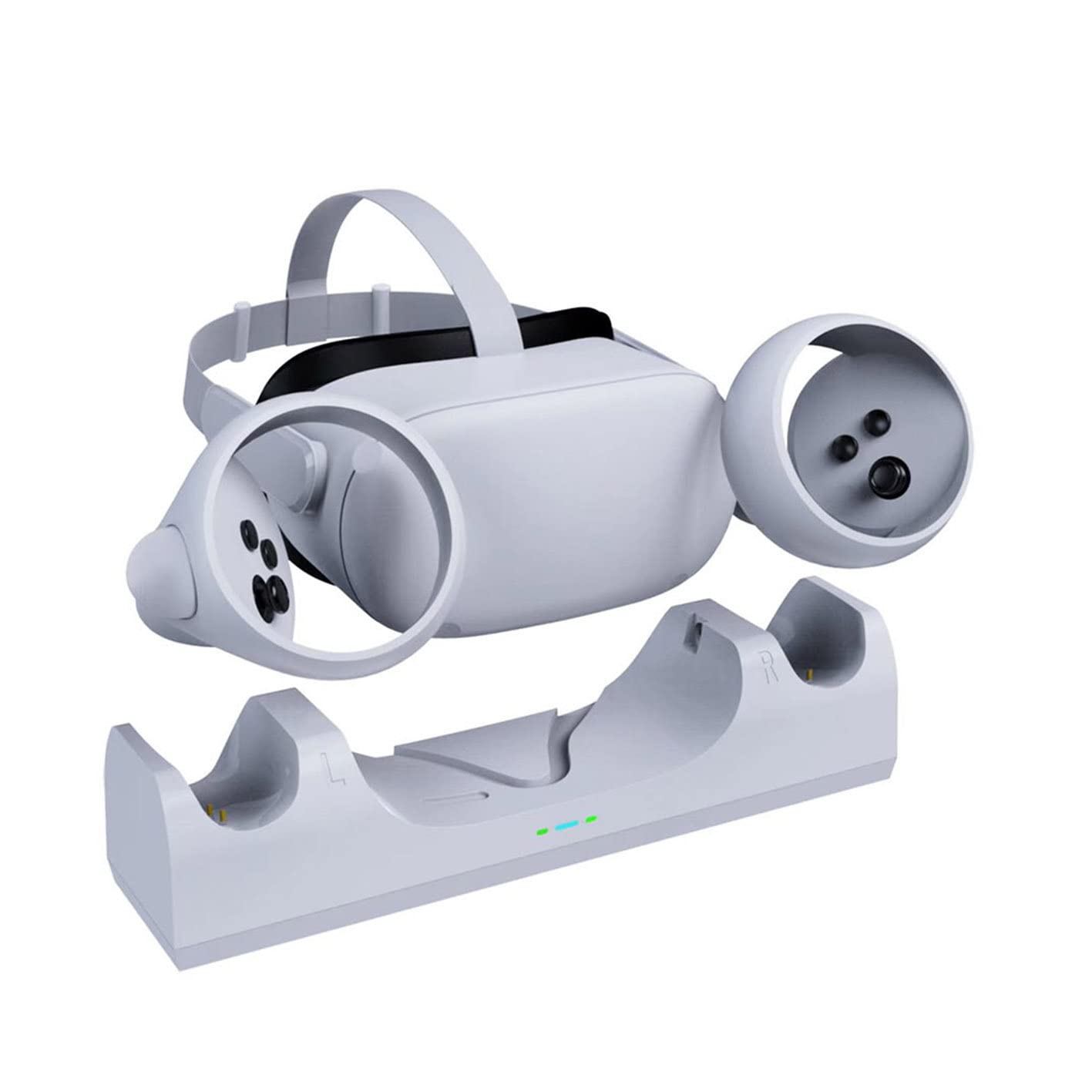 For Oculus Quest 2 VR Multifunctional Controller Charging Station, Multifunctional Cooling Base, Dual Charger Docking Station for Oculus Quest 2 VR Holder (White, Oculus Quest 2) OQ2-009