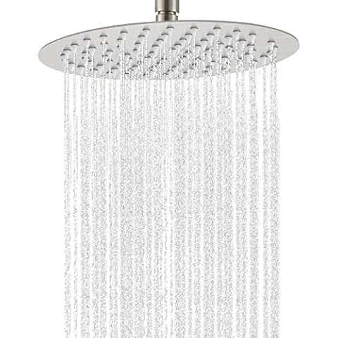 Midanya Brushed Nickel Round Rainfall Shower Head 12 Inch Stainless Steel Ultra Thin Design High Pressure Cover