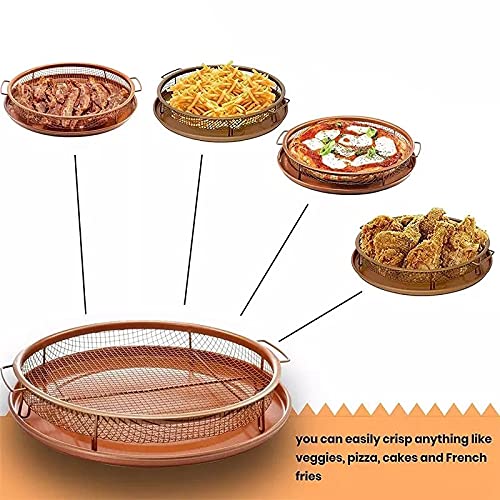 WFHTU-Mesh-Baking-Tray-Non-Stick-Round-Baking-Pan-Chips-Crisping-Basket-Microwave-Oven-Copper-Baking-Tray-BBQ-Tray-Baking-Tool