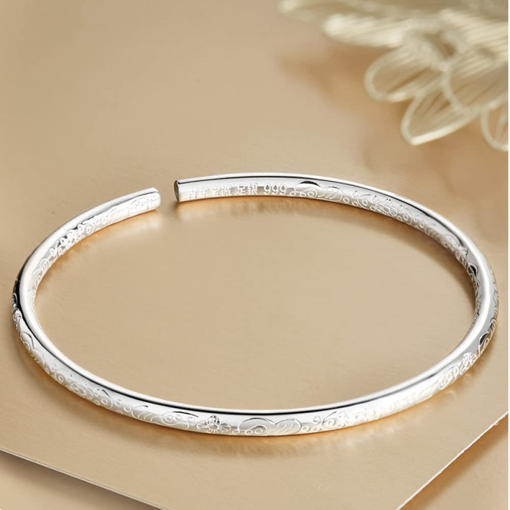 Silber Armband Damen 925, Elegantes Silbernes Armband Für Frauen, Kreativer Streifen, Boho Silber Armreif, Silber Freundschaftsarmbänder Beste Freundin Geschenk Für Weihnachten Geburtstag