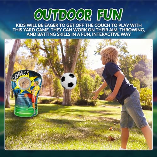 Vercanmonth YUM-VERCANMONTH-0376 Inflatable Soccer Toss Target Set Soccer Challenge Outdoor Soccer Games Backyard Toss Soccer Goal Game thumb #5