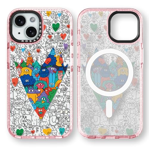 Rosarnnah for iPhone 15 Case Aesthetic Pink, Graffiti Arts