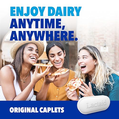 Image of Lactaid Original Strength 9000 FCC Lactase Enzyme Unflavored Caplets Works Fast for Lactose Intolerance, Helps Prevent Gas, Bloating, and Diarrhea Associated with Dairy, 120 Ct​