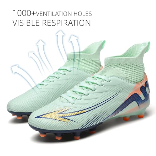 Image of Soccer Cleats for Mens Womens High Tops Lace Up Unisex Football Shoes Indoor Turf Soccer Shoes AG FG TF for Beginners to Advanced Players