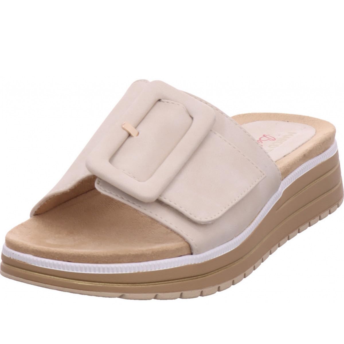 MARCO TOZZI Women's Mules with Velcro Fastening, Comfortable, Cream, 8 UK