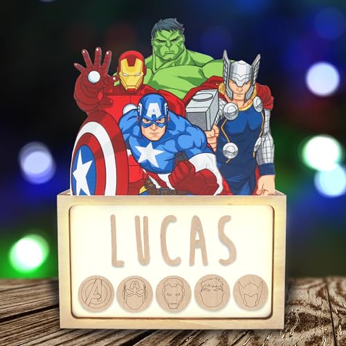 WONDEE Offizielle Marvel Avengers Lampe Personalisierte - Nachtlicht Kinder...