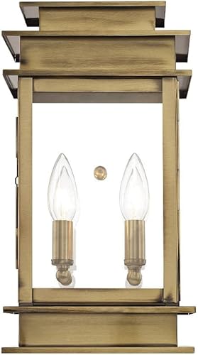 Miniatura 7 de Livex Lighting 2014-04 Princeton Collection - Lámpara de pared para exteriores, 2 luces, con cristal transparente, color negro