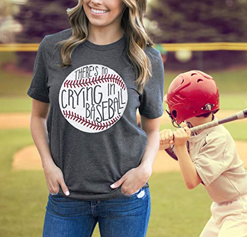 Theres No Crying in Baseball T Shirt Women Baseball Mom Graphic Tees Casual Short Sleeve Tops Baseball T-Shirt4