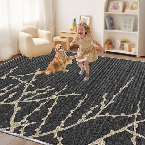 Tapis extra grand salon lavable machine avec envers antidérapant moderne - 4