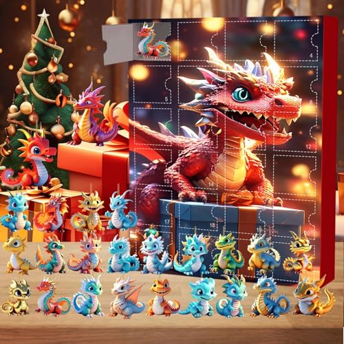 Generic 2024 CHRISTMAS ADVENT CALENDAR Realistic Funny Cute 2D Dragon Figurine Set Décor, Xmas Advent Calendar Collectible Edition, Home Ornament Set For Teens Adults thumb #2