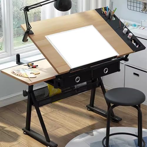 Tavoli da Disegno, Tavolo da Disegno, Tavolo da Architetto, Tavolo per Pittura a Diamante, Altezza Regolabile, con cassetto portaoggetti, per Studio e Lavoro