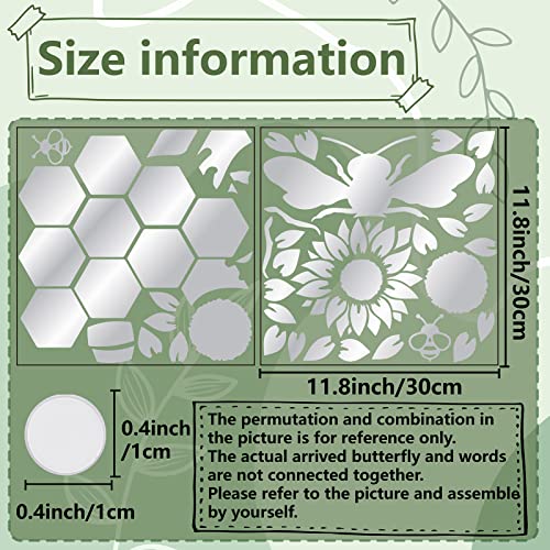 CREATCABIN Hive Bee Sunflower Mirror Wall Stickers 3D Acrylic Mirror Decal Removable Vinyl Art Wall Home Decor Mural DIY Mirror Decor for Living Room Bedroom Background Decoration - Image 2