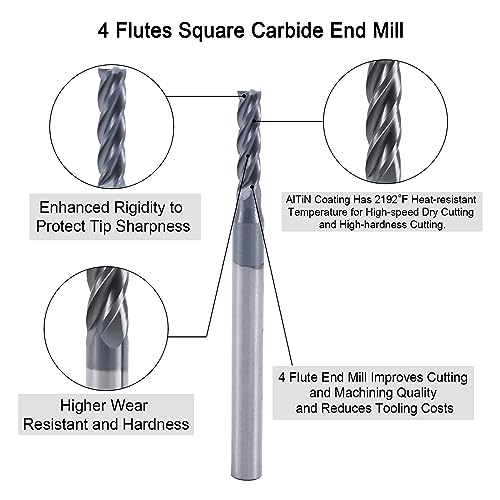 Xyunenz EM4F5-3-32 Isb 3/32’’ Carbide Square Nose End Mill Set thumb #2