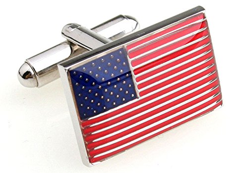 MRCUFF American Flag USA America Pair Cufflinks in a Presentation Gift Box & Polishing Cloth