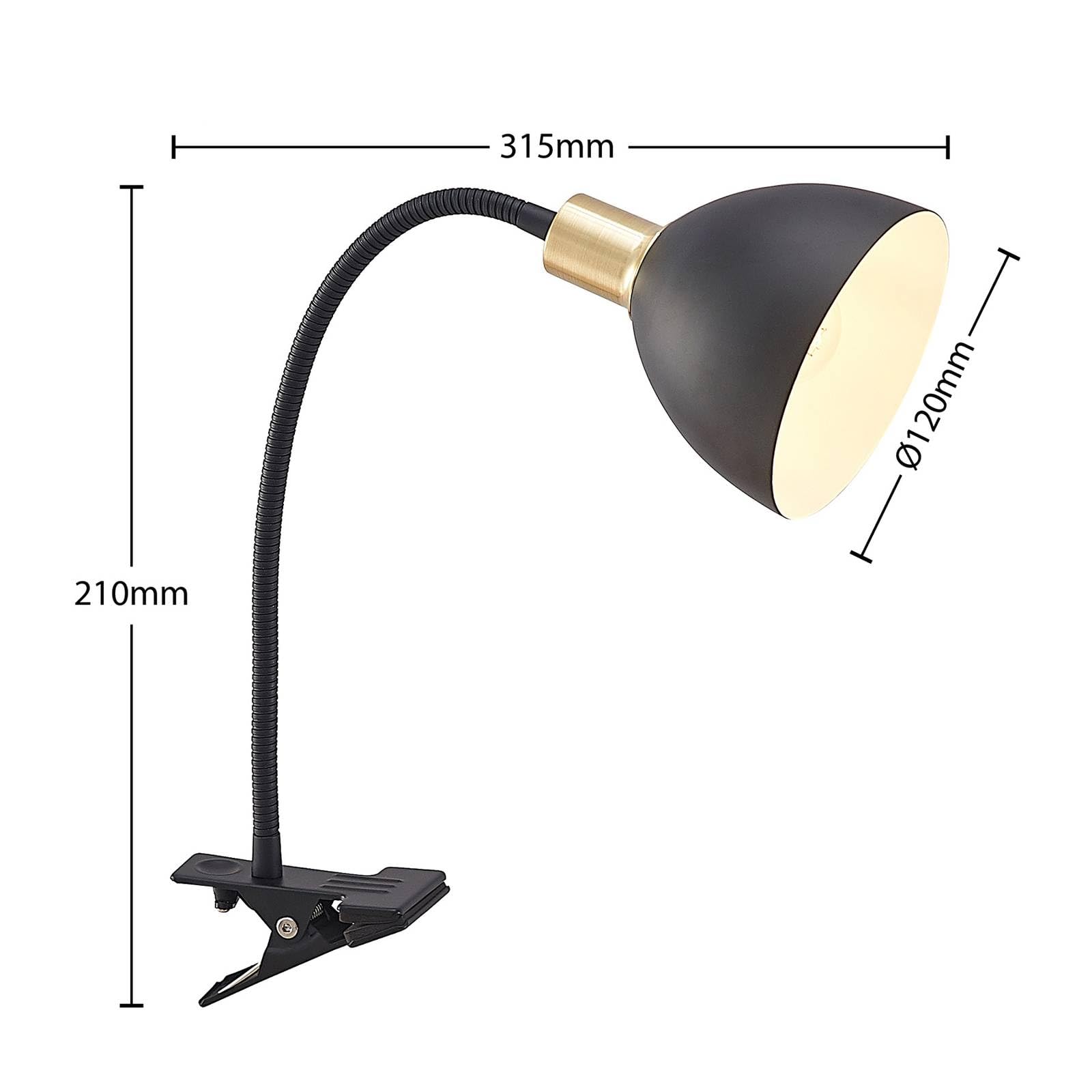 Lindby Lampe à pince Genora (Moderne) en Noir Métal e. a. pour Salon & Salle manger (1 lampe,à E14), poser lampe liseuse