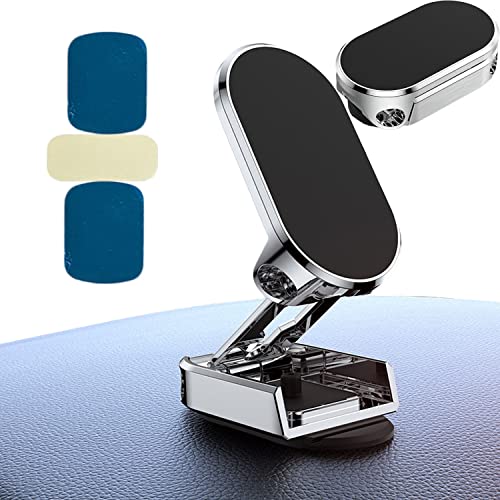 2022 New Alloy Folding Magnetic Car Phone Holder, 360° Rotation, Mini-Size, Nouveau Support de téléphone de Voiture Rotatif et rétractable Universel, Facile à Plier et à Ranger Cover