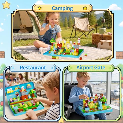 Image of Mini Magnetic Blocks for Kids Travel: 100PCS Portable Tin & Tiles
