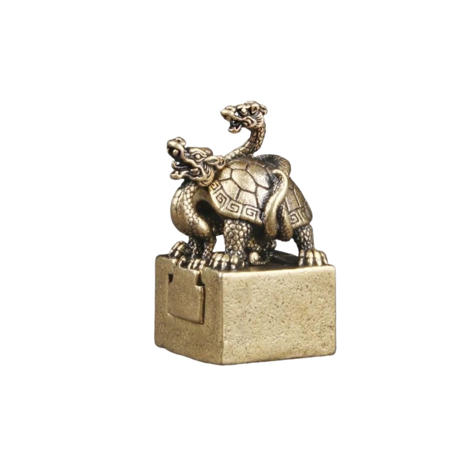 AOTTSD Vintage Brass Xuanwu Tortoise Dragon Statue, Chinese Mythical Beast