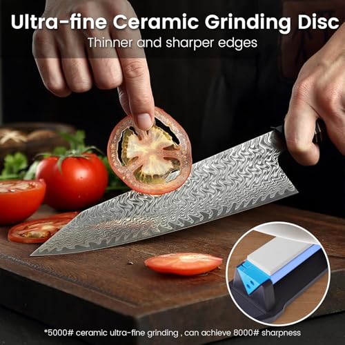 Image of 3-Sided Sharpening Stone Kit, 400 /1000 /5000 Grit Knife Sharpening Stone with Leather Strop, Angle Guide & Non-Slip Base, Professional Whetstone Knife Sharpener for Kitchen Knives, Scissors