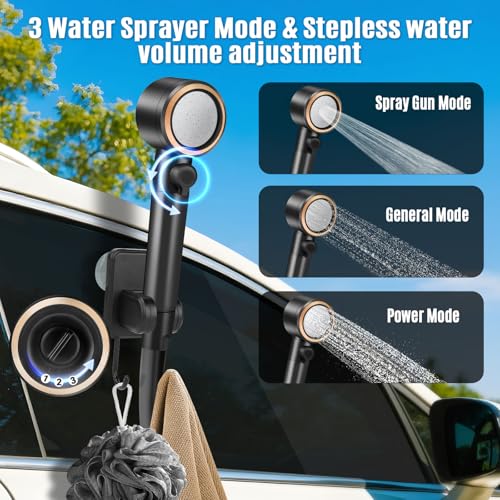 Ducha portátil mejorada con calentador, 1500W de potencia, bomba recargable de 8000mAh con pantalla LED, kit impermeable IPX8 para camping y senderismo miniatura 6