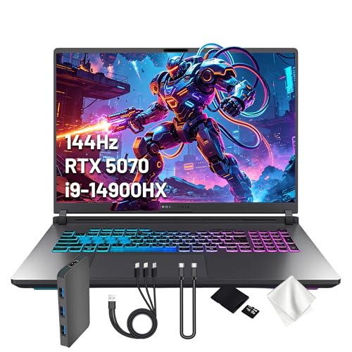 Image of ASUS ROG Strix G18 18 inch 144Hz WUXGA Gaming Laptop, Intel i9-14900HX, 16GB RAM, 2TB Storage (1TB SSD&1TB Docking Station), GeForce RTX 5070, 4-Zone RGB Backilit Keyboard, FHD IR Camera, Win 11, Gray