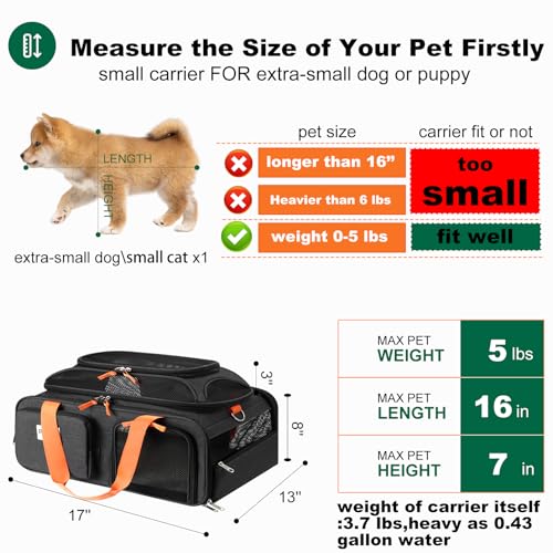17x13x8 Frontier Allegiant Airlines Approved top Expandable pet Carrier for Extra-Small Dog/Small cat,Weight up to 5 lbs,Length Shorter Than 16'' - Image 4