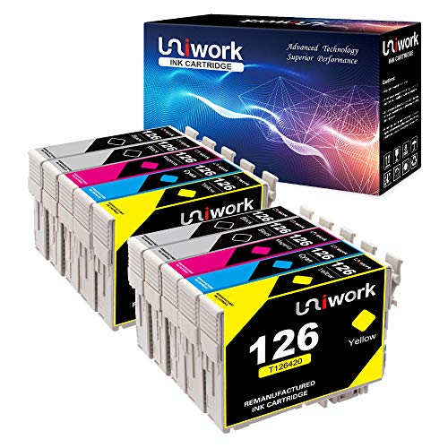 Uniwork Remanufactured Ink Cartridge Replacement for Epson 126 T126 use for Workforce 545 845 645 635 520 435 WF-3540 WF-3520 WF-3530 WF-7010 WF-7510 WF-7520 Stylus NX430 Printer, 10 Pack