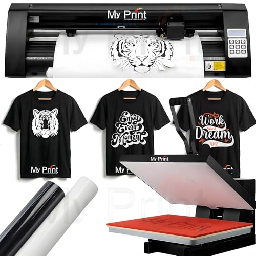 Image of MY PRINT | Puff Printing Setup, Vinyl Printing Setup, with 15x15 Heat and 24 Inch Cutting Plotter Machine with HTV Vinyl, Puff Vinyl Sample, for Business Supply Product