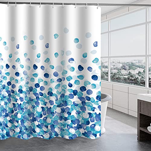 TRUSTLIFE Shower Curtain Waterproof Polyester Bathroom Curtains 180 x 200 cm Washable Bath Curtains Quick-Drying Weighted Hem Shower curtains for wet room Shower Curtain with 12 Hooks - Blue