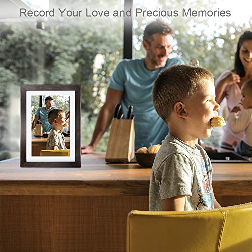 BIHIWOIA Digital Picture Frame WiFi 10.1 inch IPS Touch Screen HD Display Digital Photo Frame, 16GB Storage, Auto-Rotate, Share Photos &Videos via Frameo APP(Brown) - Thumbnail 3