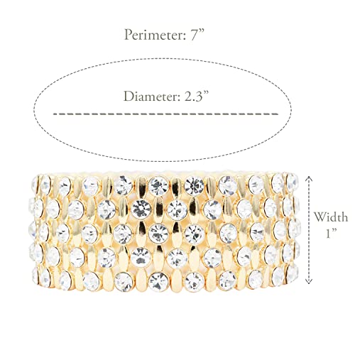 Lavencious Classic Design Elastic Stretch Bracelet Paved With Rhinestones Bridal Wedding Jewelry For Women 7"(Gold) #TOP1