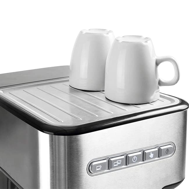 Suinga - Cafetera Expresso con 2 salidas de café y función de calentar/espumar la leche, apta para café molido y cápsulas