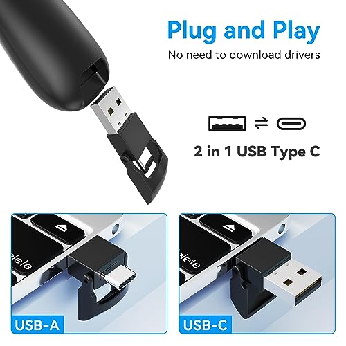 wireless presentation clicker powerpoint presenter remote  usb type c clicker with red laser pointer long range ppt control -power point google slide advancer for mac laptop pc computer keynote