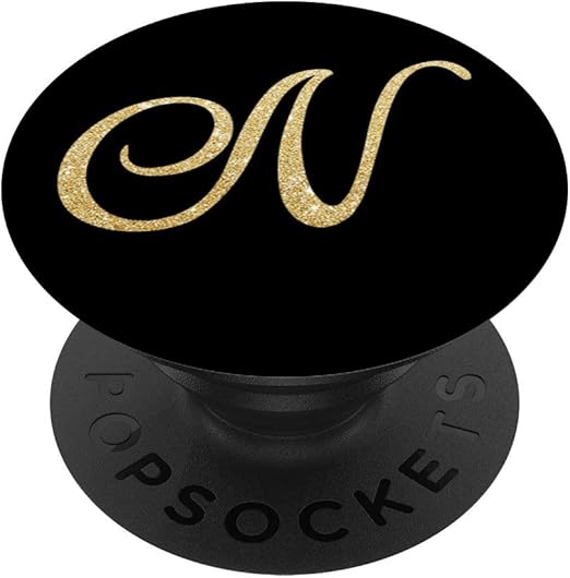 Amazon Com Letter N Initial Monogram Black And Tan Fancy Cursive Popsockets Grip And Stand For Phones And Tablets