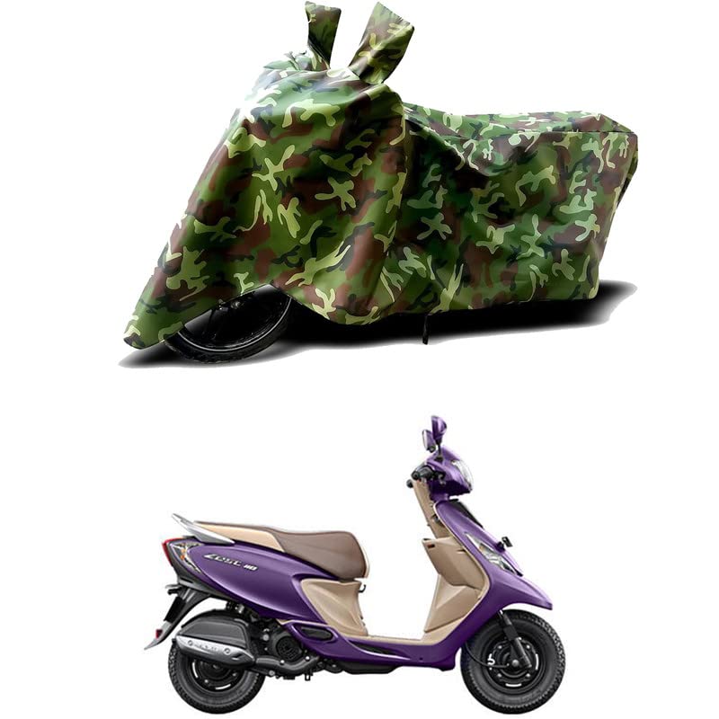 Image of 100% Water Resistant Bike Scooty Two Wheeler Body Cover Compatible for TVS Scooty Zest BS6 /UV-Rays /Heat Protection /Birds Dropping /Scratchproof /Dust Proof /Waterproof /All Varient[Green MJ]