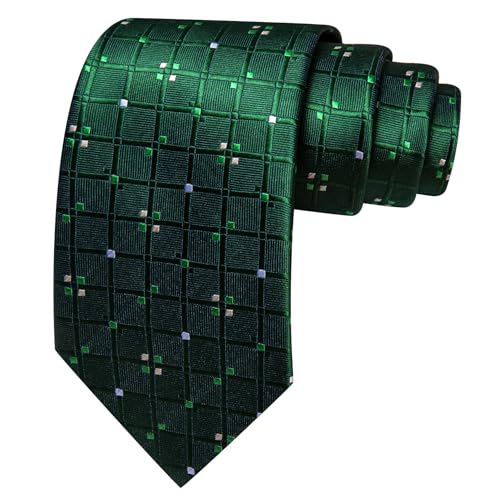 Image of YOHOWA Men Plaid /Striped Ties Set Silk Business Wedding Formal Fashion Necktie and Pocket Square Cufflinks Set