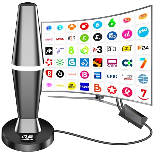 Antena TV Interior,2025 Antena de TV Interior con Amplificador, 460KM en recepción 360° Base magnética Resistente para, fácil instalación,admite Canales 4K/1080P, Puede Recibir señales DVB-T2 DVB-T