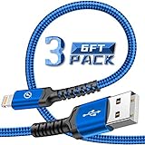 KAIWEI Apple MFI iPhone Charger Lightning Cable iPhone Cable Apple iPhone Charger Cable 11 Pro Xs MAX XR X 8 7 6s 6 Plus ipad Car Charger Charging Cable Cord Fast Long USB Accessories Chargers (3pack)