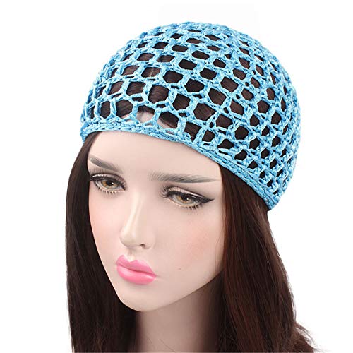 Image of Qianmome Women Soft Rayon Snood Hat Hair Net Crocheted Hair Net Cap Mix Colors