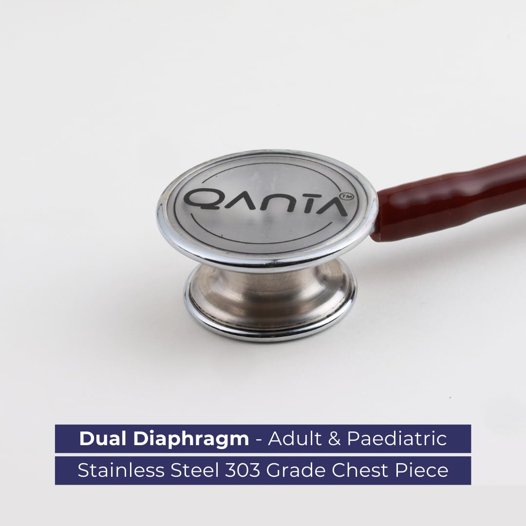 QANTA® Stethoscope Zen Cardio III SS | Dual Diaphragm for Pulmonary and Cardiac Examination | Stainless Steel Chest Piece | Dual Head | For Doctors and Medical Professionals | For Adult and Pediatric Use (Brown)